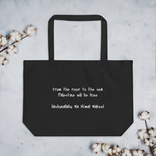 Load image into Gallery viewer, T.Y.C. Large Organic Cotton Black Tote with Slogan and Dua
