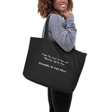 Load image into Gallery viewer, T.Y.C. Large Organic Cotton Black Tote with Slogan and Dua
